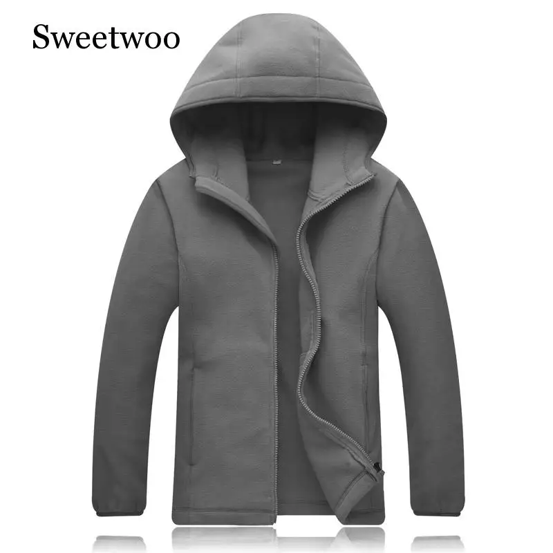 Утепленная флисовая ветрозащитная куртка с капюшоном для мужчин и женщин