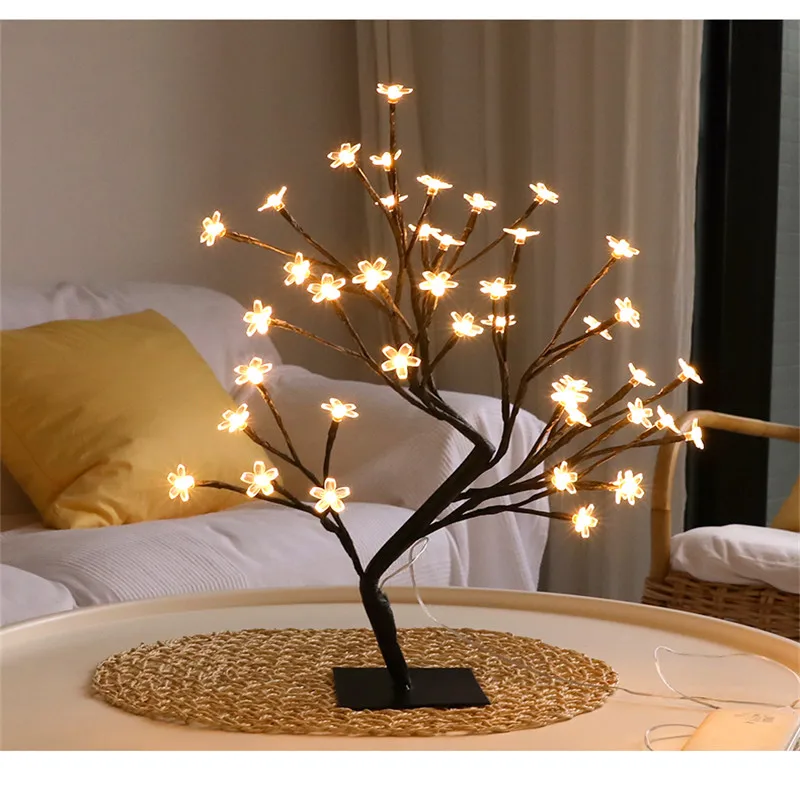 

Fashion LED Indoor Lighting Table Lamp Cherry Blossom Tree Night Light 36 / 48 Leds Warm White Desk Lamp Home Party Decoration
