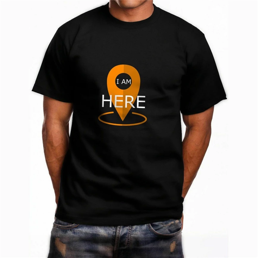 Gps спутниковый позиционирование с логотипом короткий рукав Мужская Черная