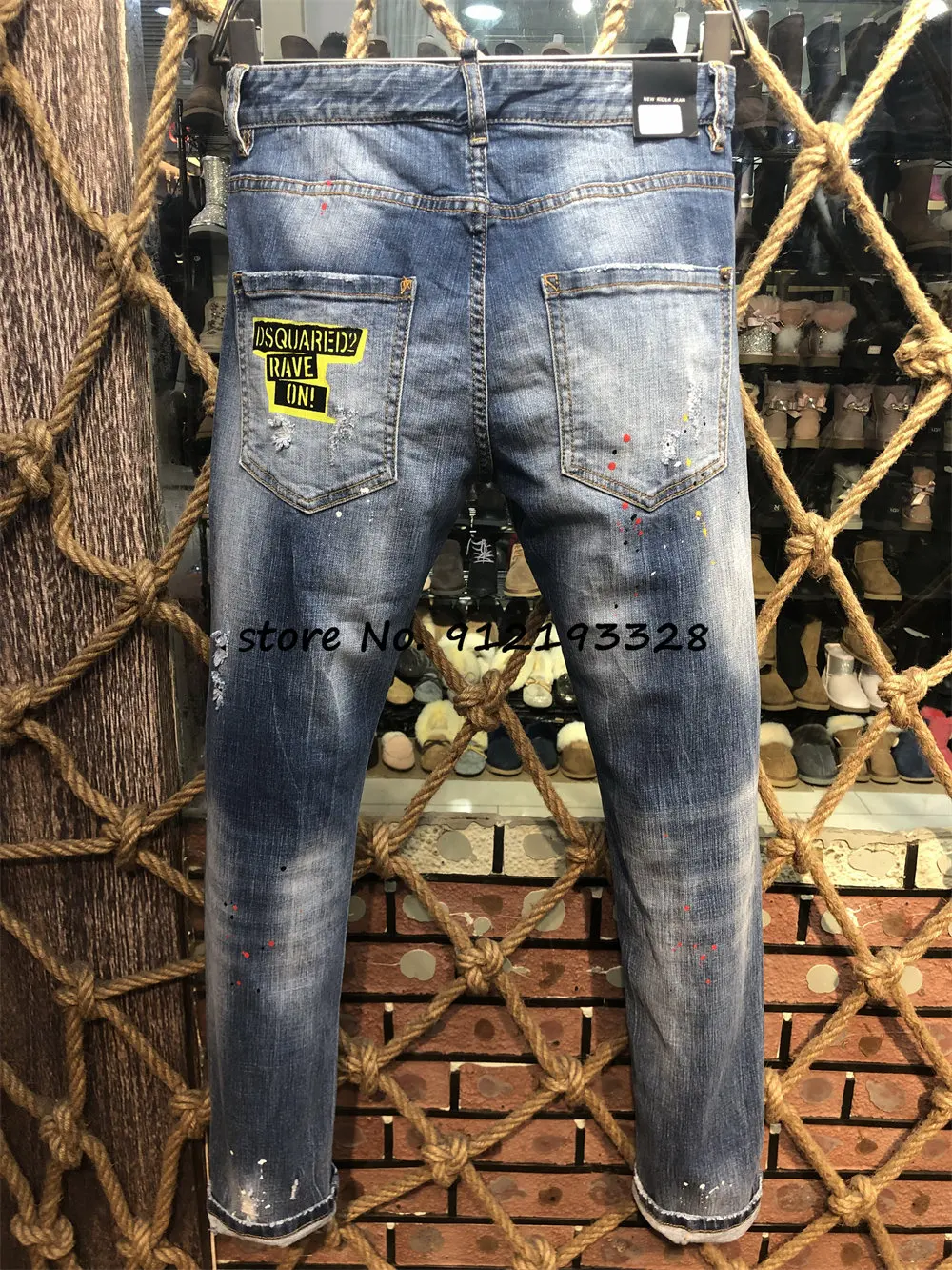 

Dsquared2 Cool Guy Hole Jeans D2 Men Pants DSQ2 Embroidered Trousers 9508