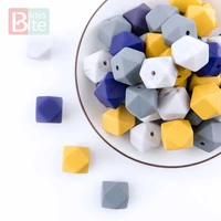 30pc silicone beads 14mm hexagon beads baby teether diy necklace pacifier chain food grade silicone accessories childrens goods