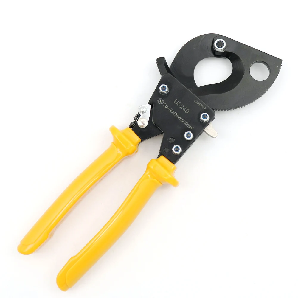Новый Ratchet Кабельный Резак Cut до 240 mm2 Max кусачки ручной инструмент LK Бесплатная