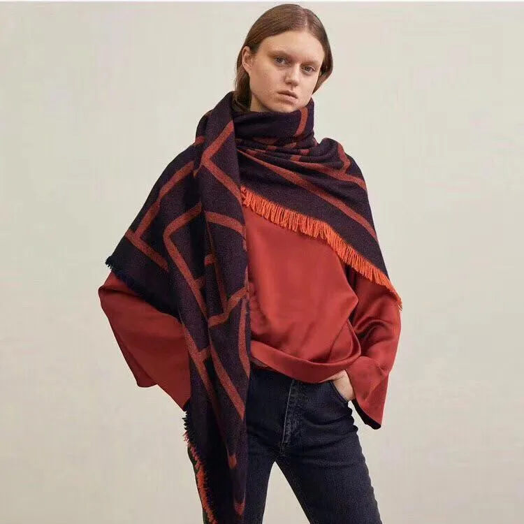 

Nordic autumn and winter new letters classic scarf geometric tassel ladies cashmere warm scarf