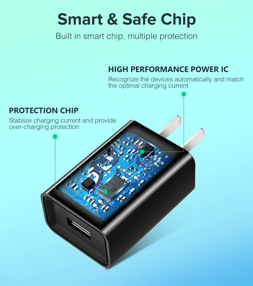 Портативный черный USB 5V 2A быстрое зарядное устройство для телефона настенное