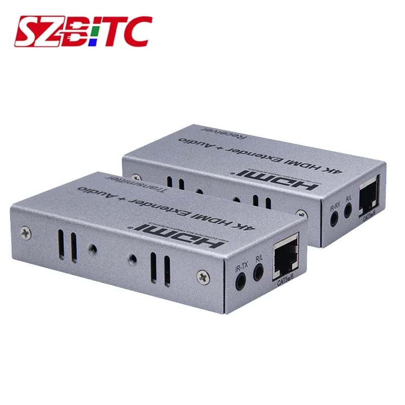 SZBITC 4K HDMI удлинитель 100 м R/L аудио выход передатчик приемник над Cat 5e/6 RJ45 один кабель