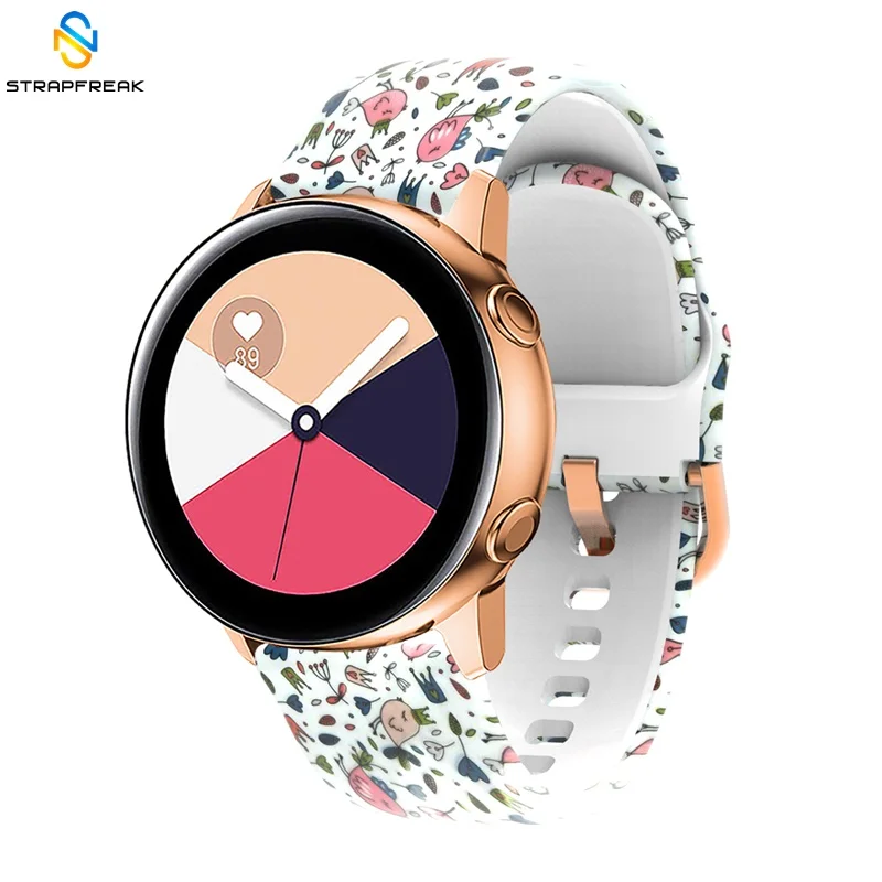 Ремешок силиконовый для Samsung Galaxy Watch Active 42 мм Gear Sport S2 Garmin Amazfit браслет с принтом