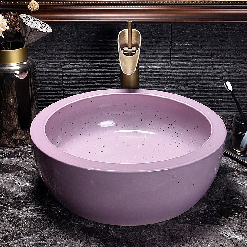 Раковина фиолетового цвета для ванной комнаты искусственная раковина