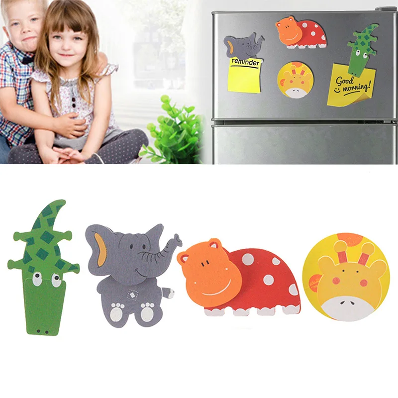 

4Pcs Baby Animal Fridge Magnet Clips Refrigerator Stickers Cartoon Hippo Crocodile Elephant Giraffe Shaped Magnets Whiteboard