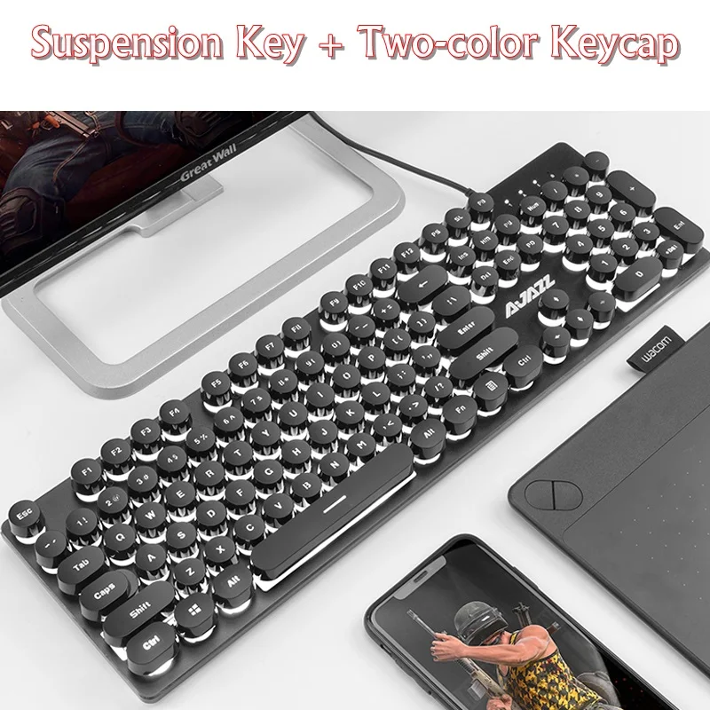 Ajazz Warrior первое поколение Механическая Feel с подсветкой USB Проводная клавиатура металлическая панель, 19 неколлизионных клавиш компьютерная клавиатура
