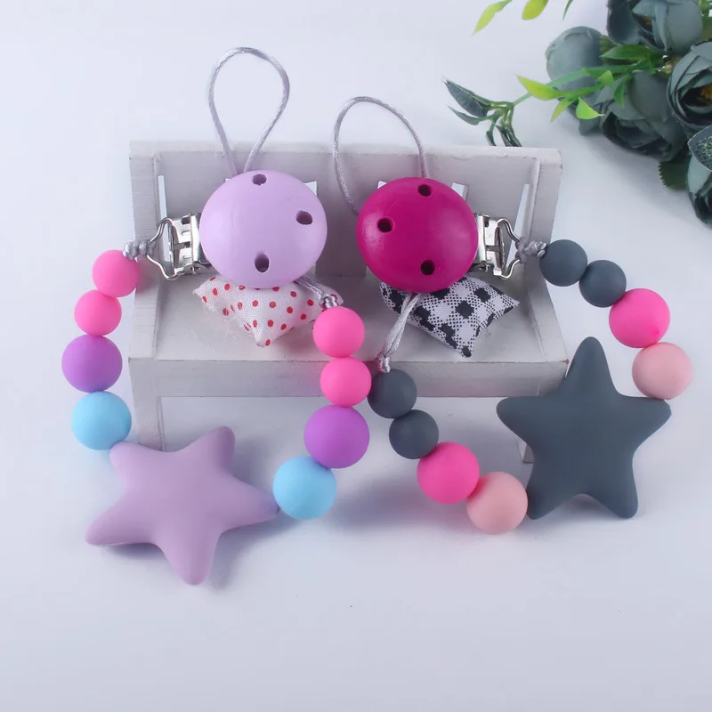 

Силиконовые зажимы для пустышки без бисфенола А, цепочка с подвеской в виде молярной звезды, подарок для кормления ребенка, для новорожденн...