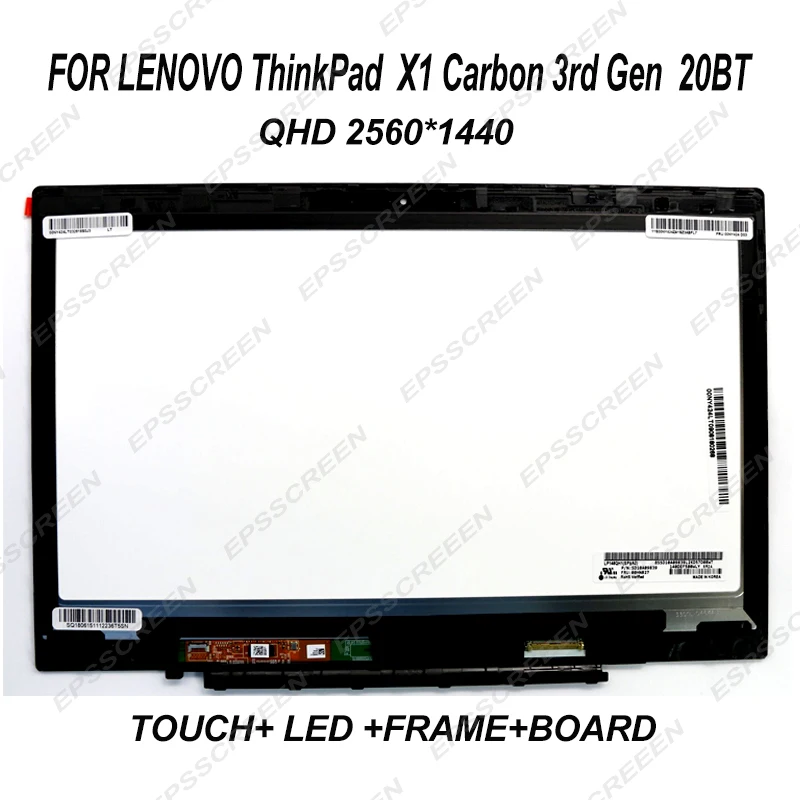 

new QHD 14.0 for lenovo thinkpad X1 Carbon 3rd Gen 20BT Laptop screen touch panel digitizer 00NY405/00HN842 /00NY424 with bezel
