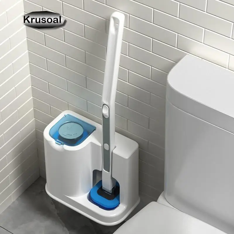 

Disposable Toilet Brush with Replacement Brush Head Wall-Mounted No Dead End Toilet Long Handle Cleaning Tool Bathroom Supplies
