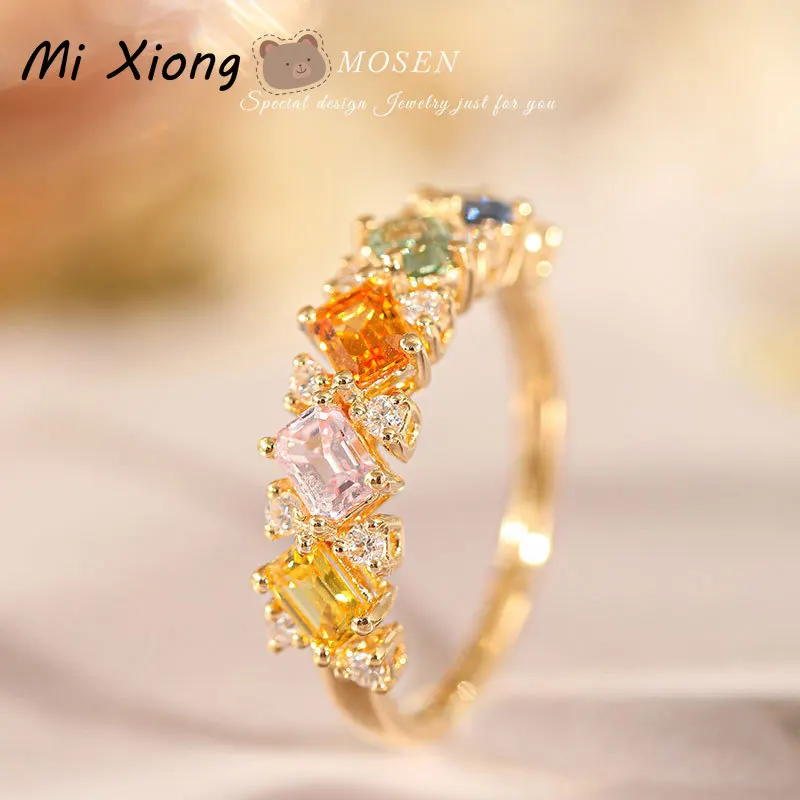 

Mi Xiong s925 sterling silver new original rainbow series geometric ring light luxury exquisite ladies noble charm brand jewelry