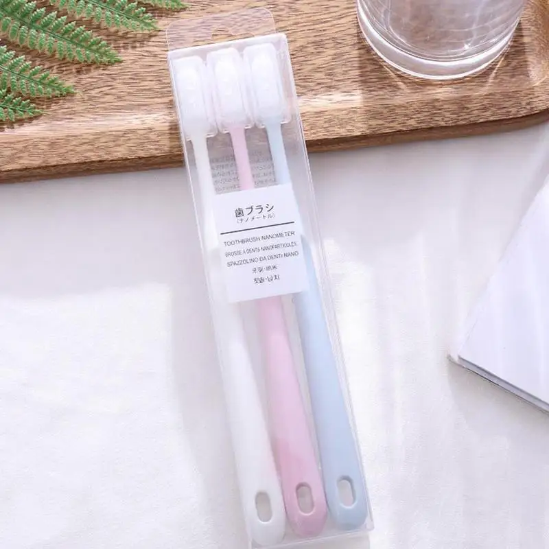 Мягкая зубная щетка Nano для взрослых 3 шт. керамическая цветная чистки языка