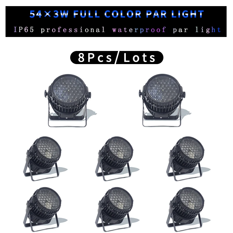 

8Pcs/Lots RGBW LED Zoom Par Light, Waterproof IP65, 54x3W, 6~60° Motorized Zoom, Color Changing, DJ and Outdoor Performance