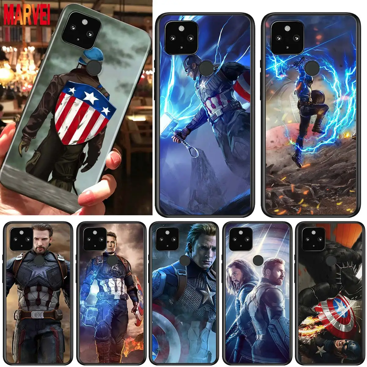 

Fashion Captain America Art Shockproof Cover for Google Pixel 5 5A 4 4A XL 5G Black Phone Case Shell Soft Fundas Coque Capa