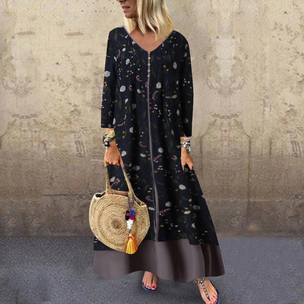 MISSOMO vestidos платье Для женщин Повседневное плюс Размеры летнее, длинное, макси платье девушка праздничной Стиль Feminino с винтажным принтом дропшиппинг 81