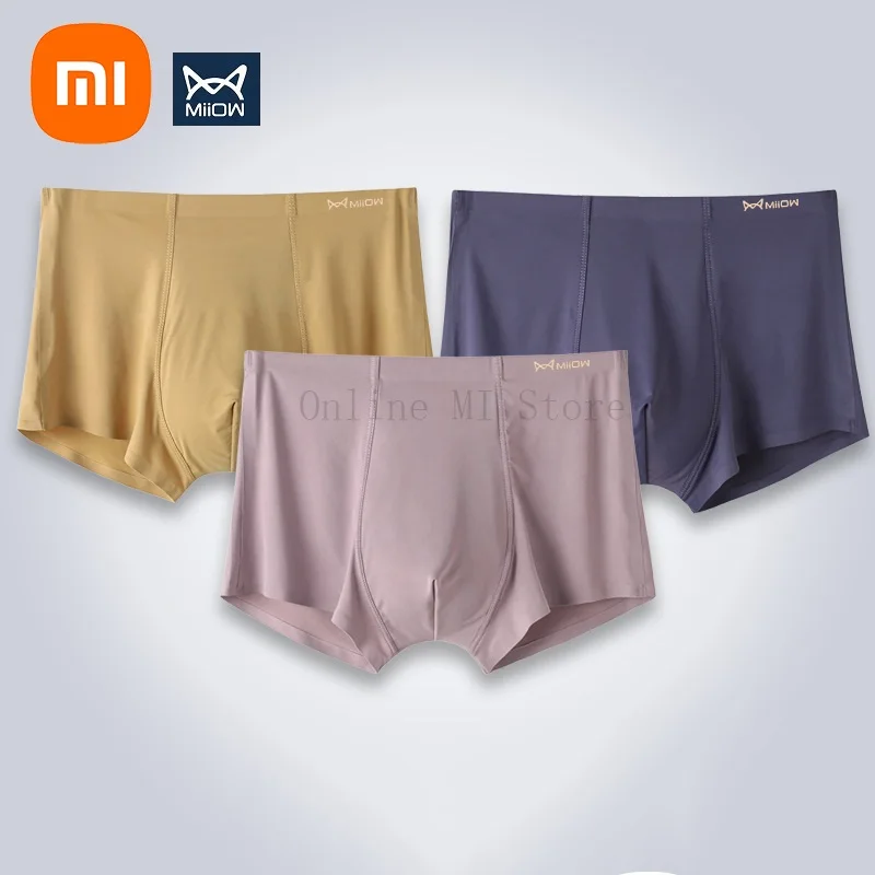 

3pcs Xiaomi Ice silk underwear men's boxer large size comfortable sexy thin seamless breathable men's Panties ice silk briefs