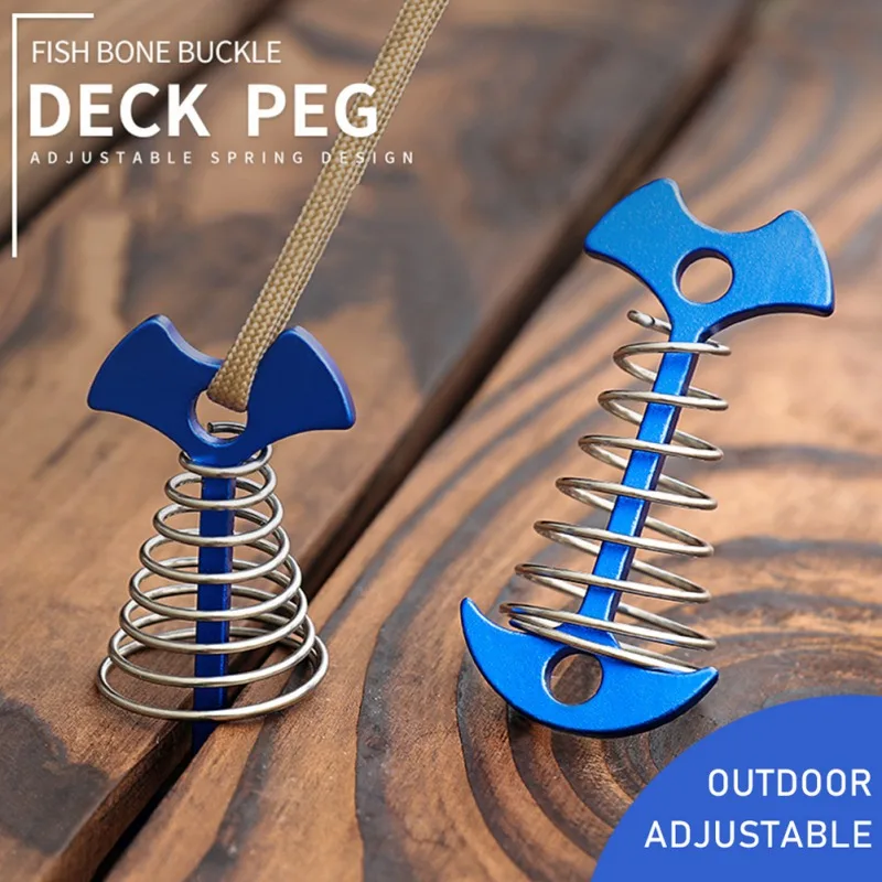 Tent Rope Tensioners Adjustable Fishbone Deck Anchor Pegs Windproof Octopus Nail + Carabiner for Traveling Hiking | Спорт и