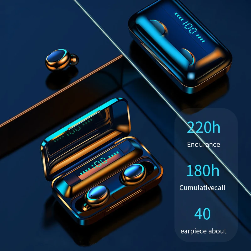 

TWS 5.1 Bluetooth Earphones 2200mh Charging Box Wireless Headphone 9D Stereo Sports Waterproof Earbuds Headsets With Microphone