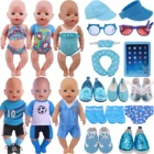 Кукольная одежда, синий купальник, спортивная одежда, обувь из ПУ для 18-дюймовой американской девочки и 43 см, аксессуары для новорожденных, подарок поколения