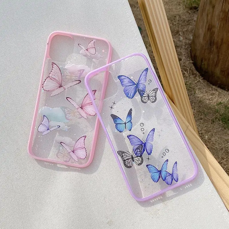 

Bling Glitter Butterfly Phone Case For iPhone 11 Pro Max XR X XS Max 7 8 Plus SE 2020 Clear Transparent Soft Silicone Cover Capa