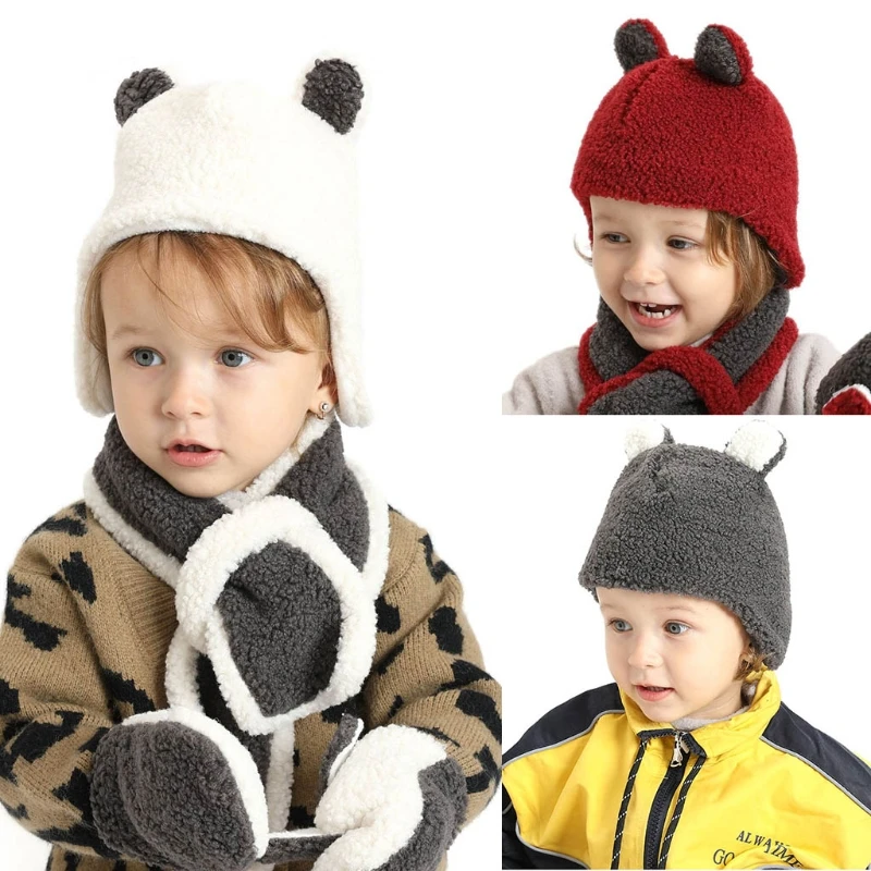 

Baby Cute Bear Ears Earflap Hat Winter Warm Plush Cap Beanie for Toddler Infant Boys Girls