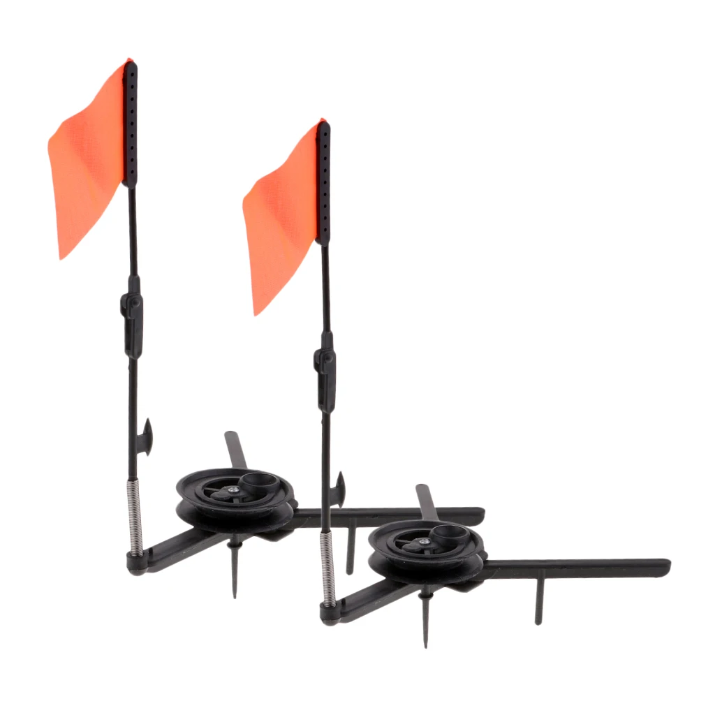 2 шт. Высококачественная зимняя удочка для ледовой рыбалки с оранжевым флагом