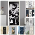 Стикер на дверь из ПВХ с серебряными жемчужинами для привлекательной женщины в туалете, современные обои, художественные плакаты на дверь, самоклеящиеся настенные Стикеры для гостиной