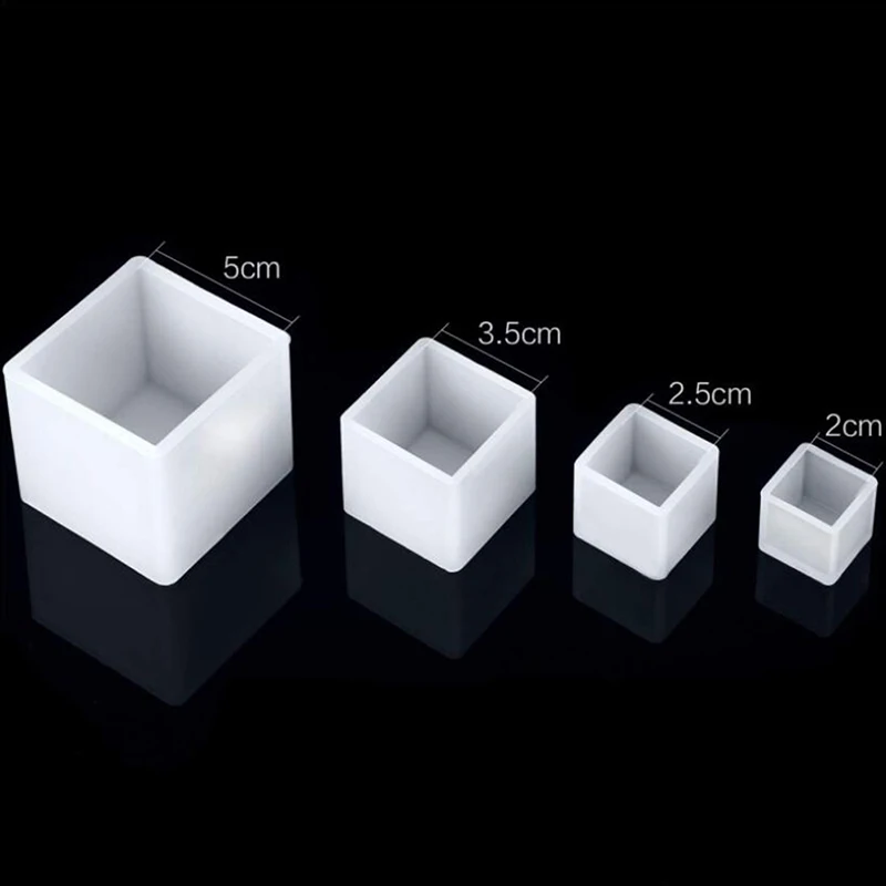 

4pcs/set DIY Silicone Pendant Mold Jewelry Making Cube Resin Casting Mould Craft Tool Crystal Epoxy Square Cube Molde