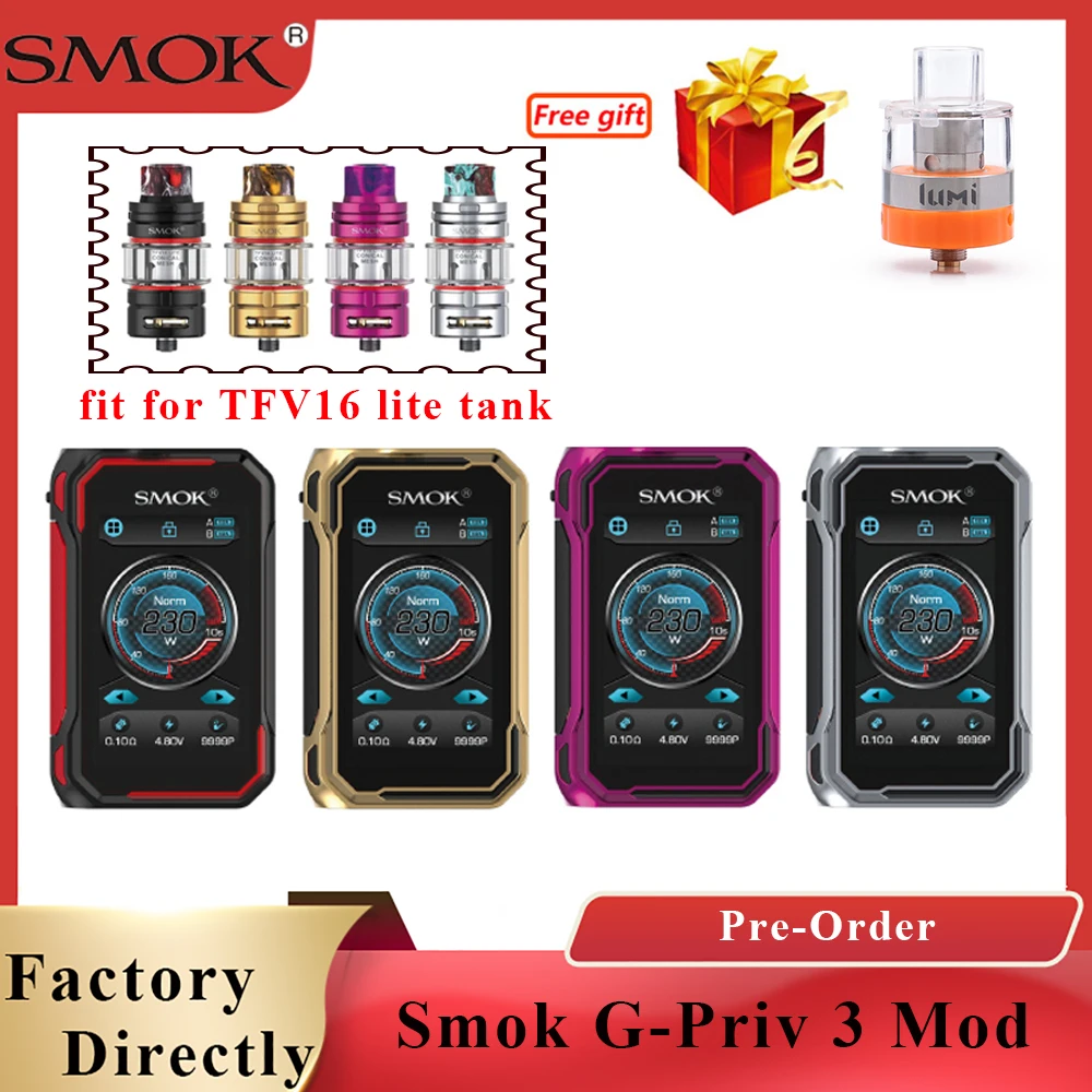 Original SMOK G PRIV 3 Mod 230W Powered By Dual 18650 Battery Priv Vaporizer IQ chipset Support TFV16 LITE Tank|Моды для