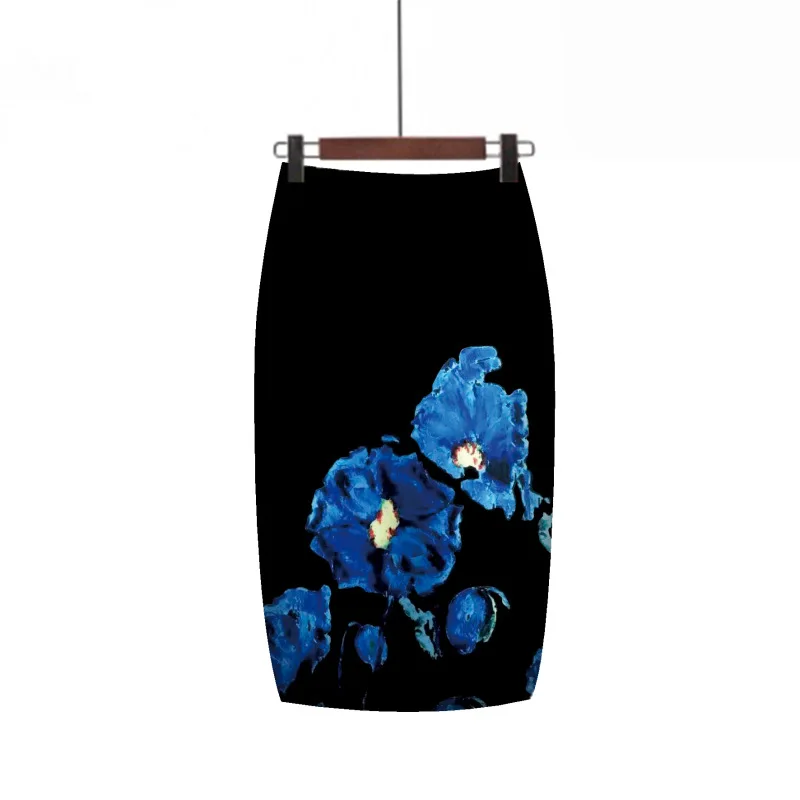 

Spring Autumn Women Skirt Casual Print Slim Fit Bodycon Knee Length Sexy Stretch High Waist Skirts 2020 Lady Vestidos Ropa