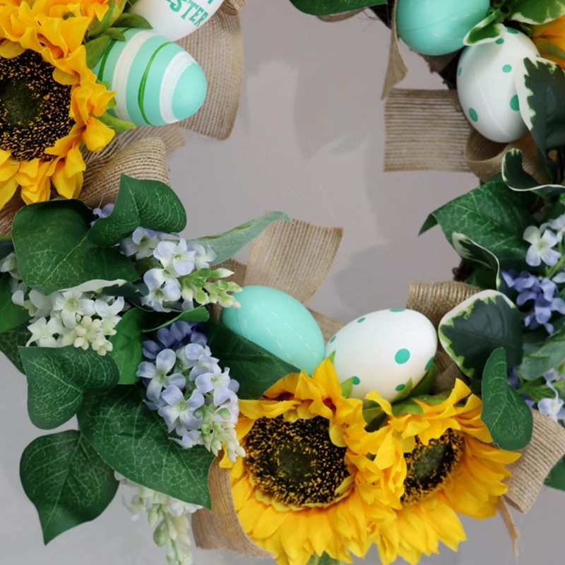 

Easter Decorations Artificial Eggs Sunflower Wreath Hanging Garland Wall Door Ornaments Wedding Party Decor
