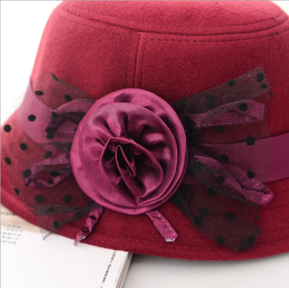 

New spring hat aristocratic elegant intellectual lady hat autumn winter woolly hat lady lady hat large eaves simple hat