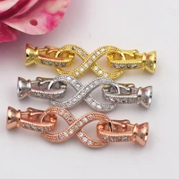 2pcs 18k glod filled clear cz micro pave strand clasp for jewelry making 12x42mm