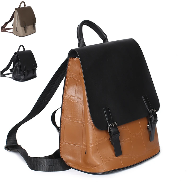 

CFUN YA Cowhide Leather Backpacks Women Female Vintage Backpack For Girls School Bag Travel Bagpack Ladies Sac A Dos Back Pack