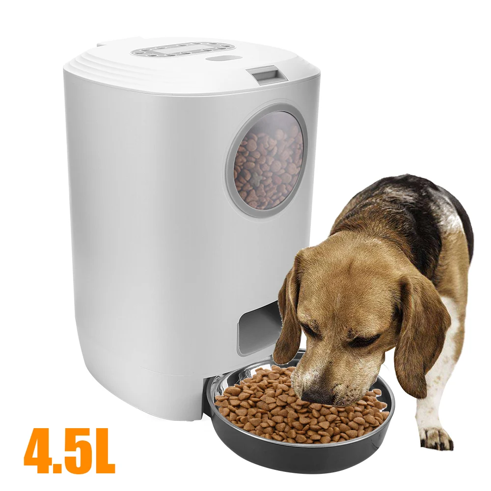 Pet  Food Feeders Food Dispenser Dog Cat Food Container Pet Bowl 4.5L With Voice Record Automatic Auto Cat LCD Screen Timer