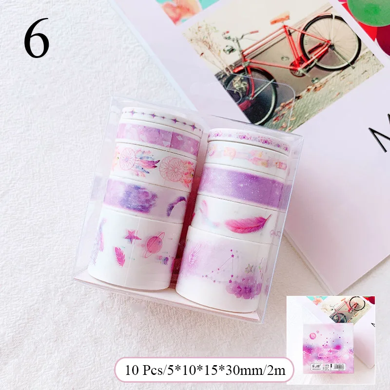 6 10 шт./компл. Kawaii Cat клейкая лента милый веселый лента Washi голубого океана декоративная клейкая лента для Скрапбукинг DIY Фотоальбом - Цвет: 6