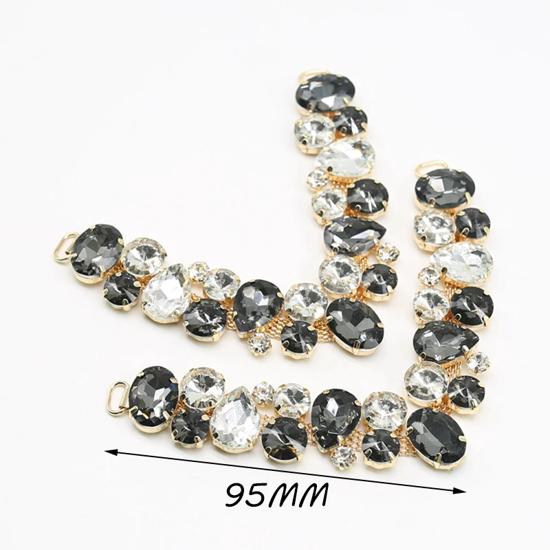 

2pcs/lot 95MM Rhinestone Shoe Buckle Water Drop Diamond Rhinestone Chain Diamond Clothing Hook for Women Beachwear Connector
