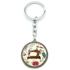 Швейная машина JWEIJIAO, креативный дизайн, красивый кабошон, стеклянная подвеска, брелок, круглая стеклянная искусственная металлическая бижутерия