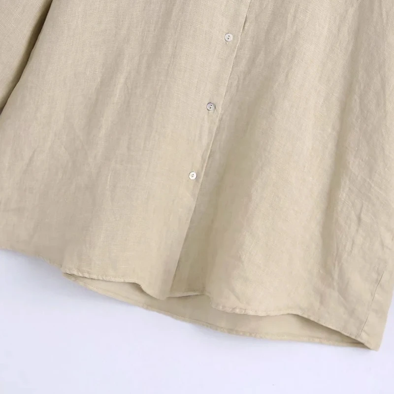 

Summer Women Turndown Collar Linen Shirt Casual Female Long Sleeve Blouse Office Lady Loose Tops Blusas S9116