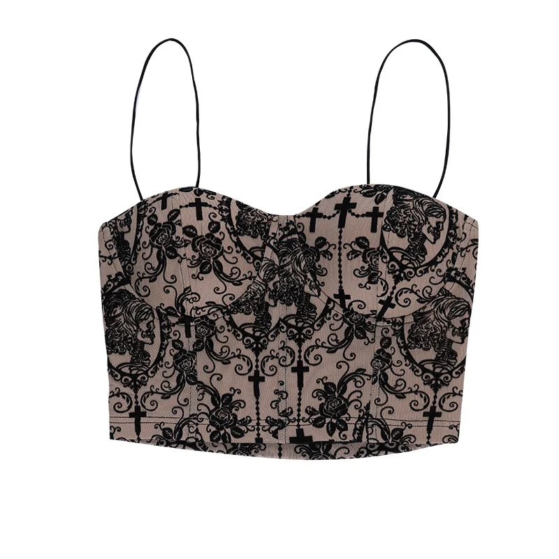 

Spring Embroidered Backless Solid Color Pattern Short Slim Fit round Neck Camisole Small Vest Girl Women's Clothing Tops& Tees