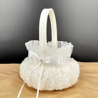 2021 new flower baskets hot sale bridesmaid wedding supplies european style wedding flower girl bridesmaid flower baskets white