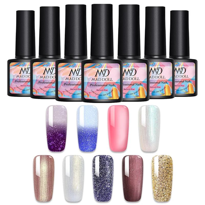 MD MAD DOLL Гель лак для ногтей термальный УФ гель отмачиваемый светодиодный