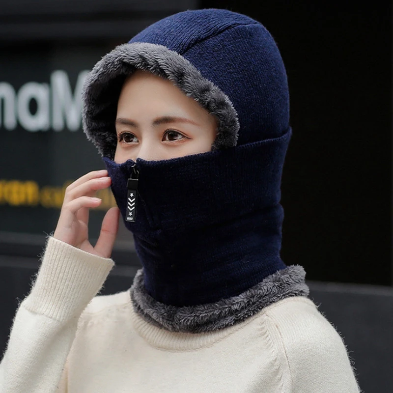 

Fashion Winter Lady Woolen Thickening Warm Hat Windproof Cycling Knit Beanie