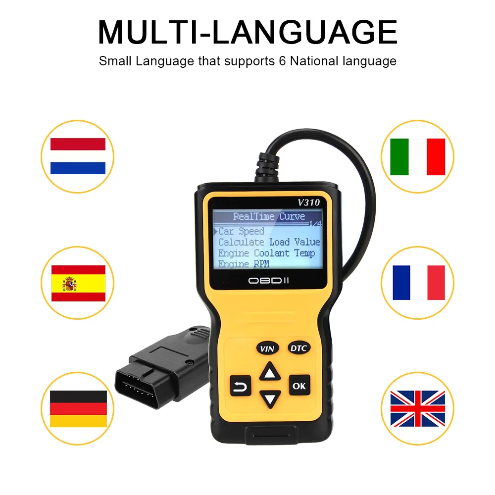 ELM 327 V310 OBD2 считыватель кодов сканер OBDII EOBD Считывание/очистка неисправностей