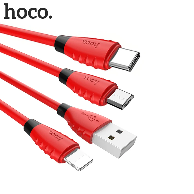 Мягкий Силиконовый Micro USB кабель HOCO для iPhone 11 Xs Max 8 7 6 зарядный C Samsung Xiaomi Huawei провод