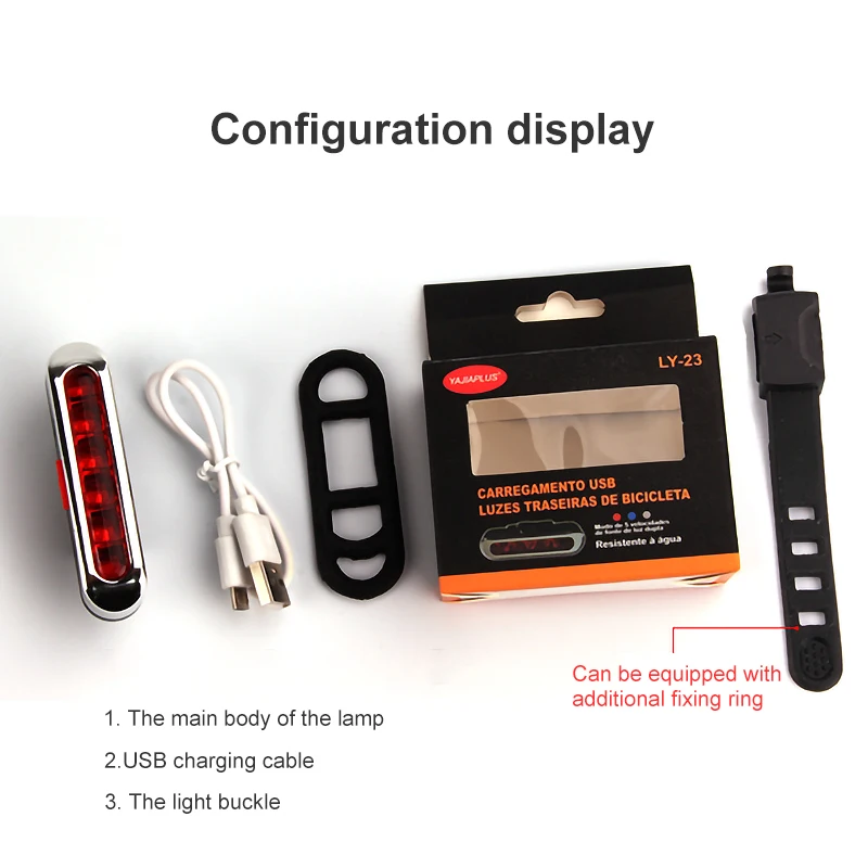 

Bicycle Taillights USB Rechargable Bicycle Rear Light Mountain Bike Night Safety Warning Light 5LED Waterproof Cycling Taillight