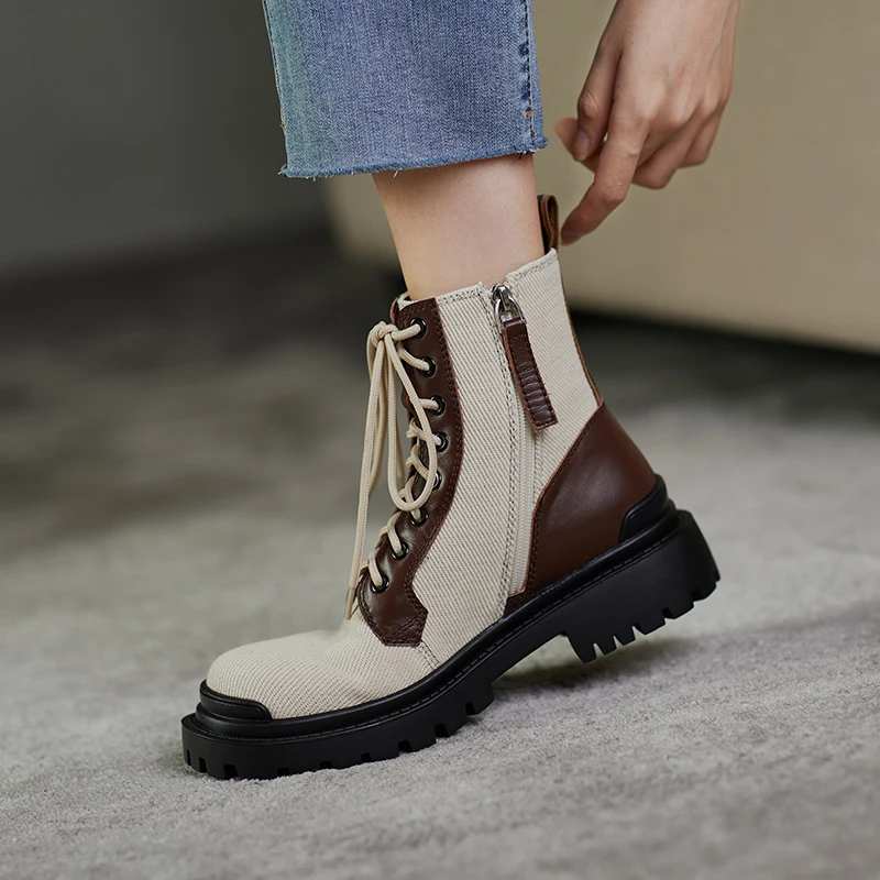 

Women Shoes Genuine Leather Ankle Boots for Women Fashion Black High Shoes Woman Spring Autumn Martin Boots Winter Sock Boots