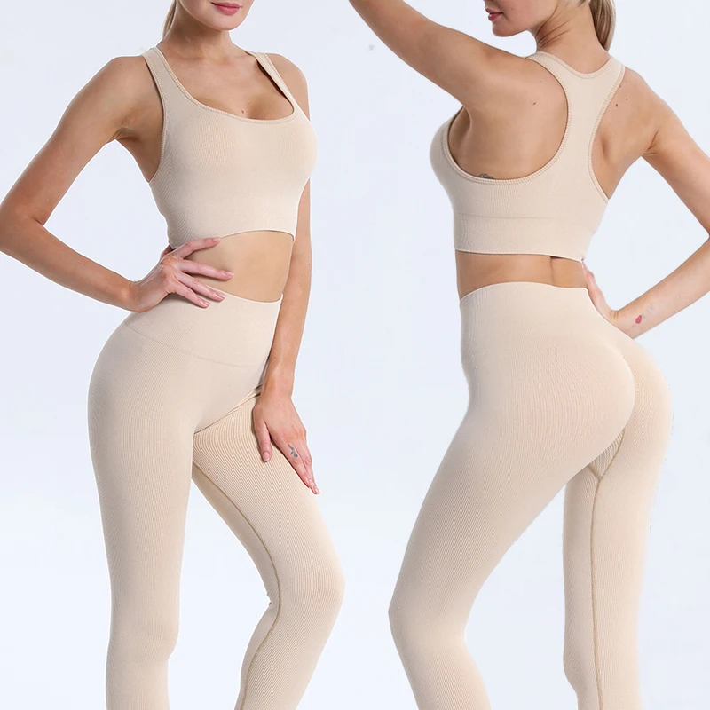 

Комплект из двух предметов, бесшовные леггинсы, спортивный костюм, Женская Спортивная одежда для фитнеса, женский бюстгальтер, спортивная о...